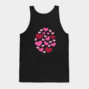 Hearts | Love | Pink | Oval | Black Tank Top